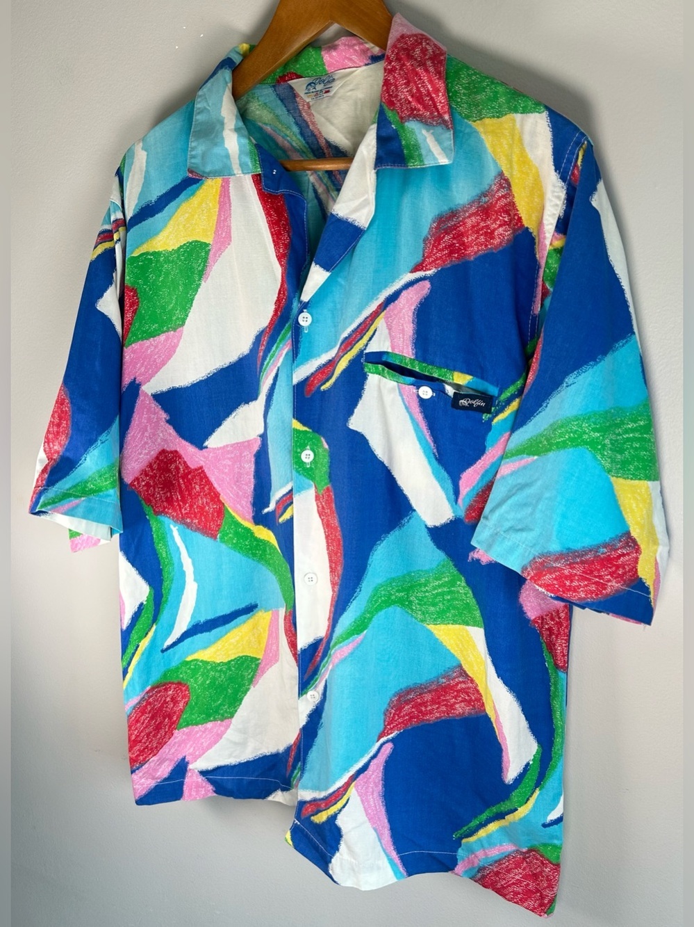 Vintage 80s/90s Dolfin Men’s Shirt L Funky Fresh Colorful Abstract Hip Hop RARE - Picture 3 of 13